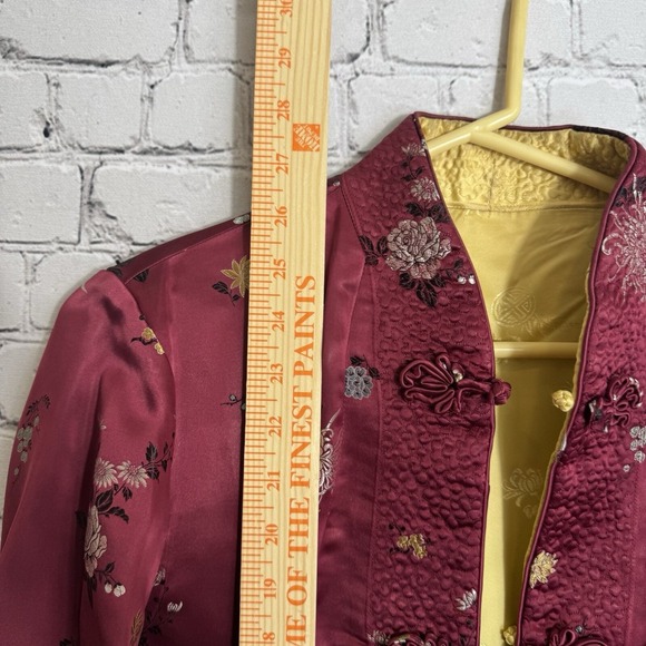 VTG Reversible Asian‎ Silk Jacket Pink/Yellow Frog Buttons BPC Hang Zhou Size M - Picture 15 of 15